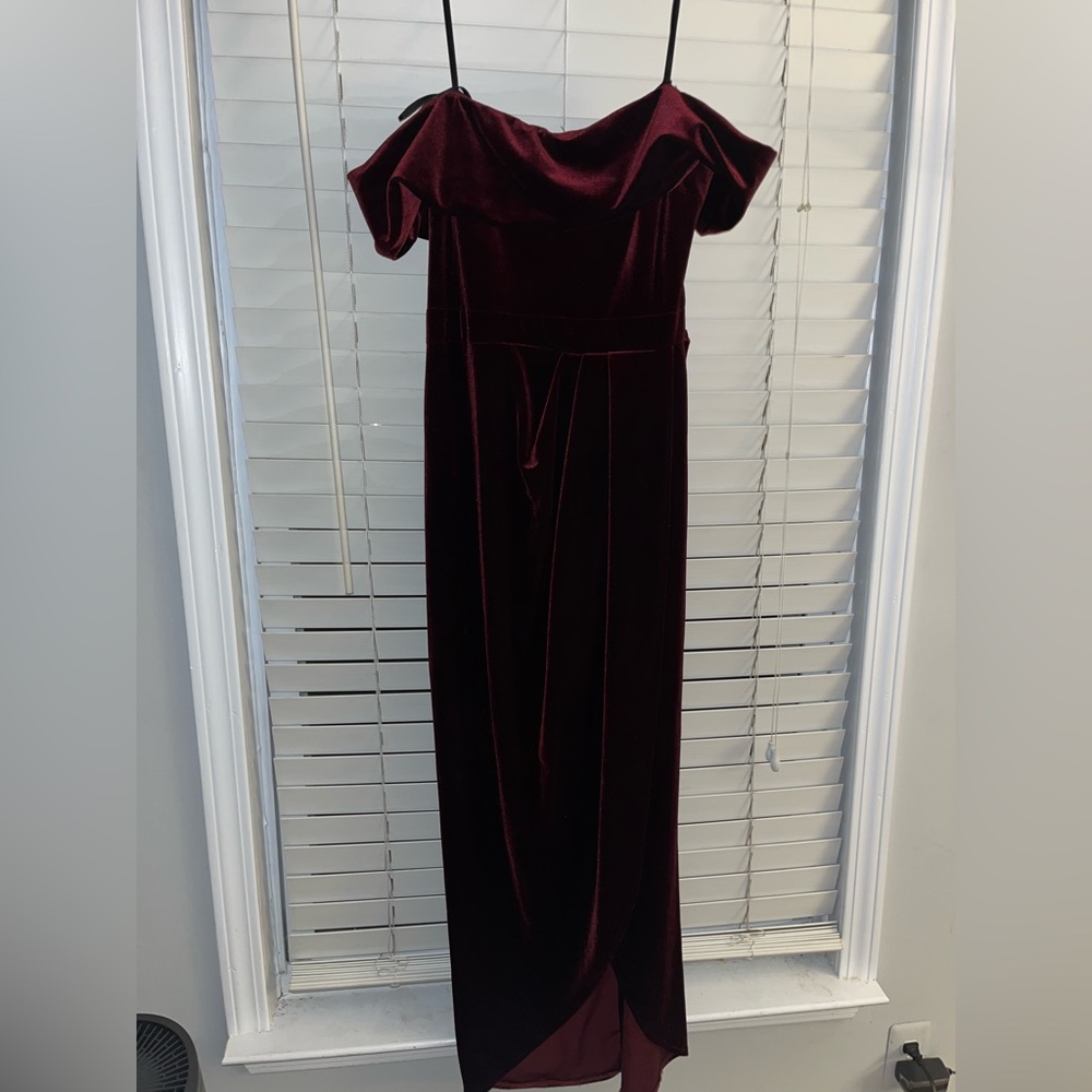 BHLDN Anthropologie Edison Velvet Midi Dress Burgundy Size 10 Large